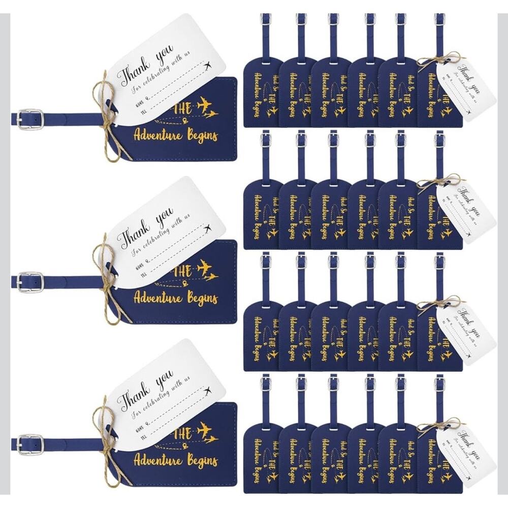 15 Set Leather Luggage Tags Wedding Favors for Guests